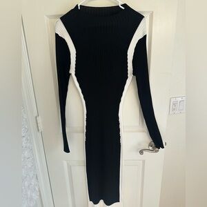 SHEIN Black White Midi Dress